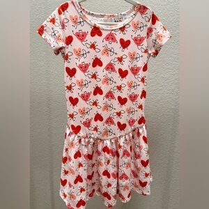 SOLD Dot Dot Smile Heart Print Pink Dress